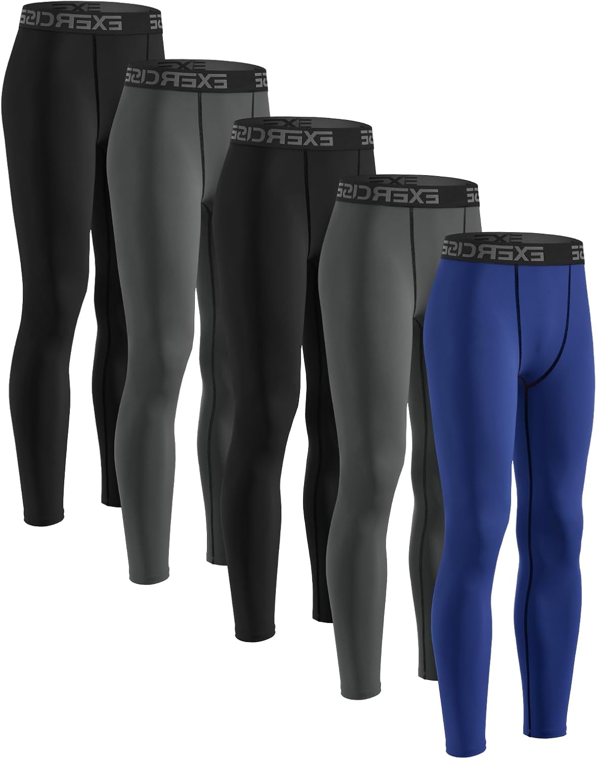 Celfaeree 5-6 Packs Boys Compression Leggings, Youth Compression Pants Tights, Boys Leggings Base Layer for Sports