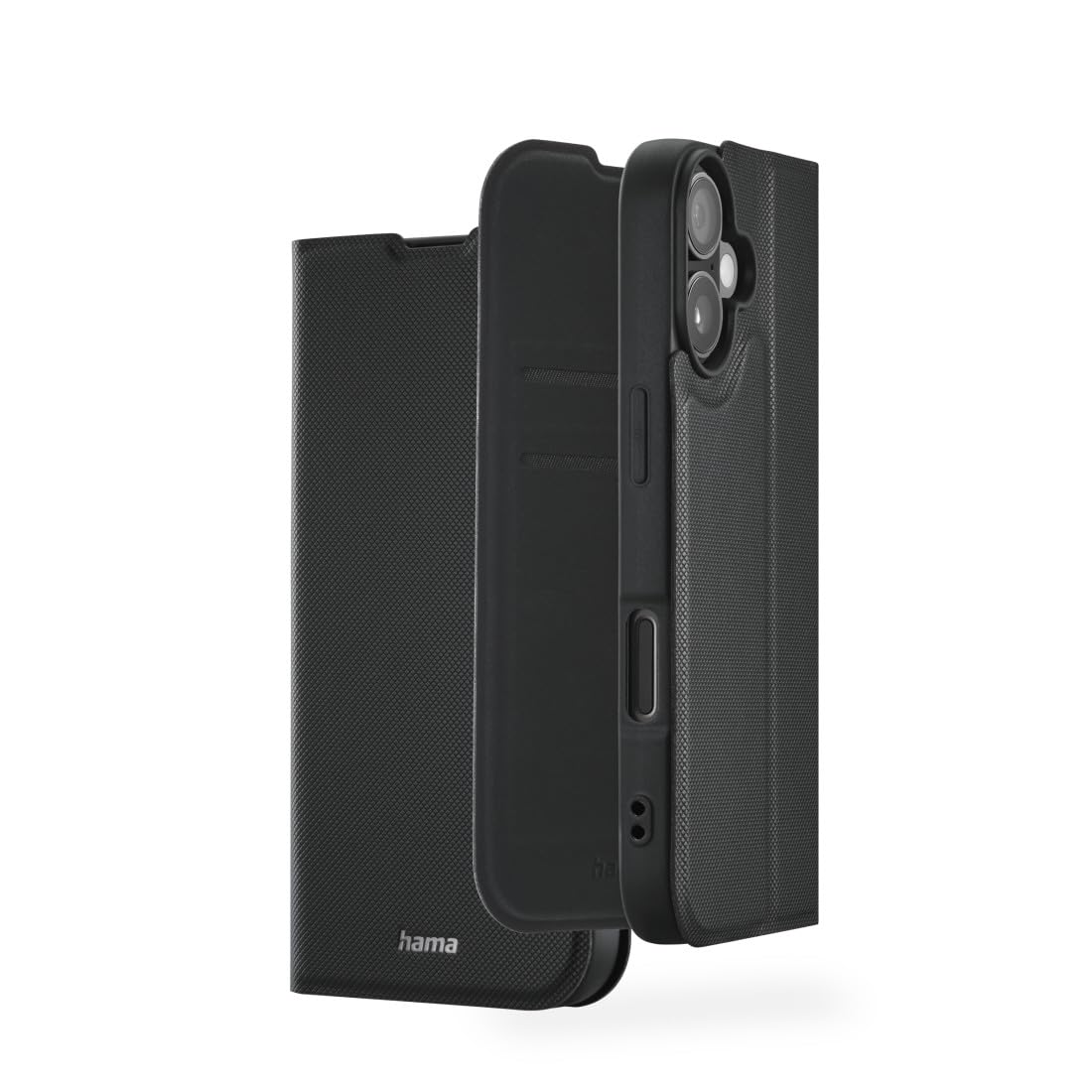 Hama Mobile Phone Case with Stand for iPhone 17 with Card Slot, Extra Protection for Screen and Camera, Magnetic Flip Case, Soft, Anti-Fingerprint, Black