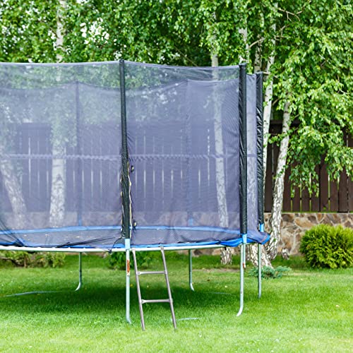 Relaxdays Trampolin Leiter, 76 cm, zum Einhängen, 2 Stufen, Einstiegsleiter Gartentrampolin, universal, Stahl, Silber