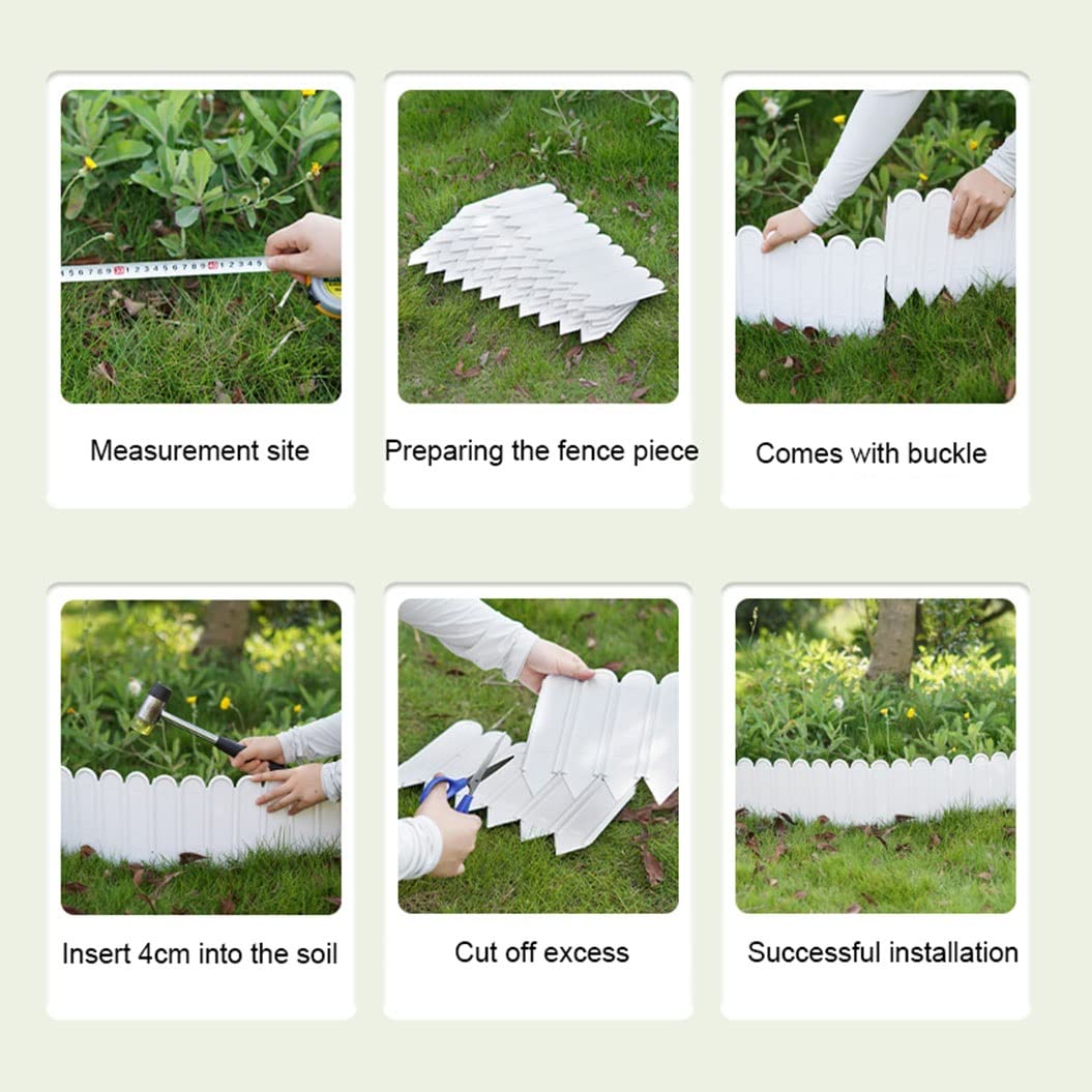 Bordo per Giardino Prato, Palizzata Recinzione in Plastica, Recinzioni Adatto per Aiuole e Prati, Bordo in plastica, 4m/6m, Altezza: 22cm, Bianco, Nero, Marrone, Verde