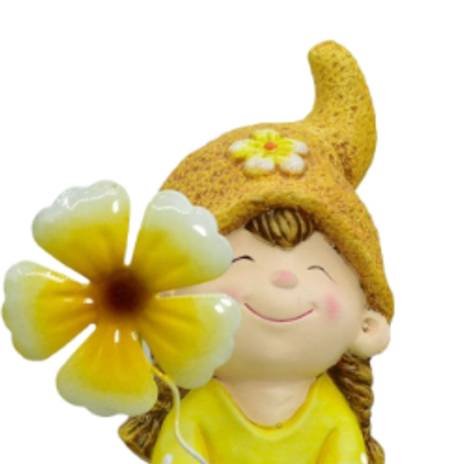 3 Piezas Duende Estatuas Gnomo Figuras Decorativas Ornamentos de Cerámica para Decoración Exterior Jardín Patio Boda Fiesta Regalo, Chicas, Individual