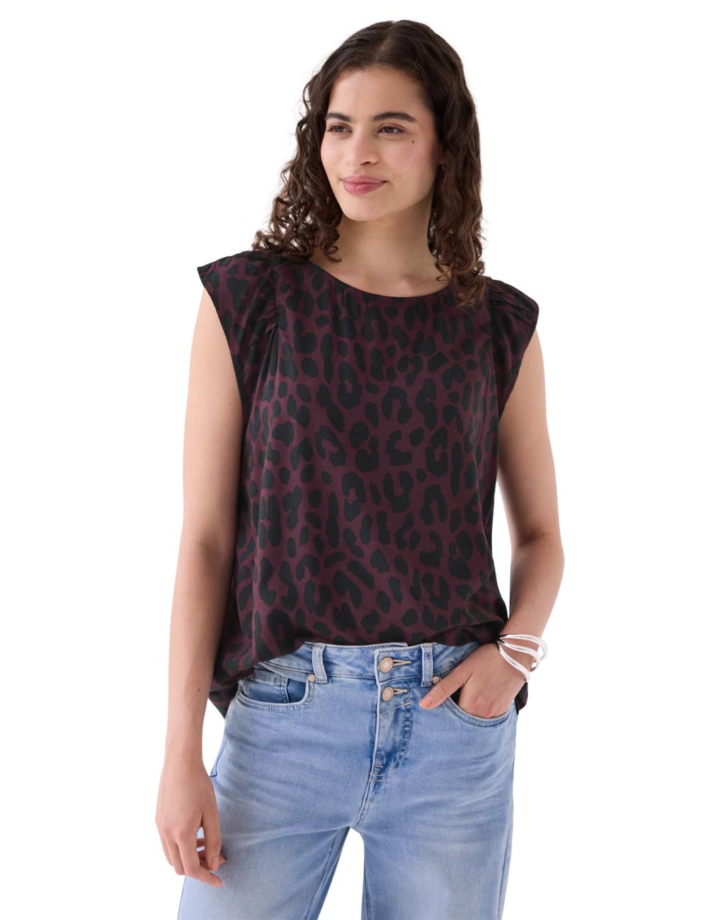 Street One Studio Dropped Shoulder Blouse with Leo Pattern Very Berry 42