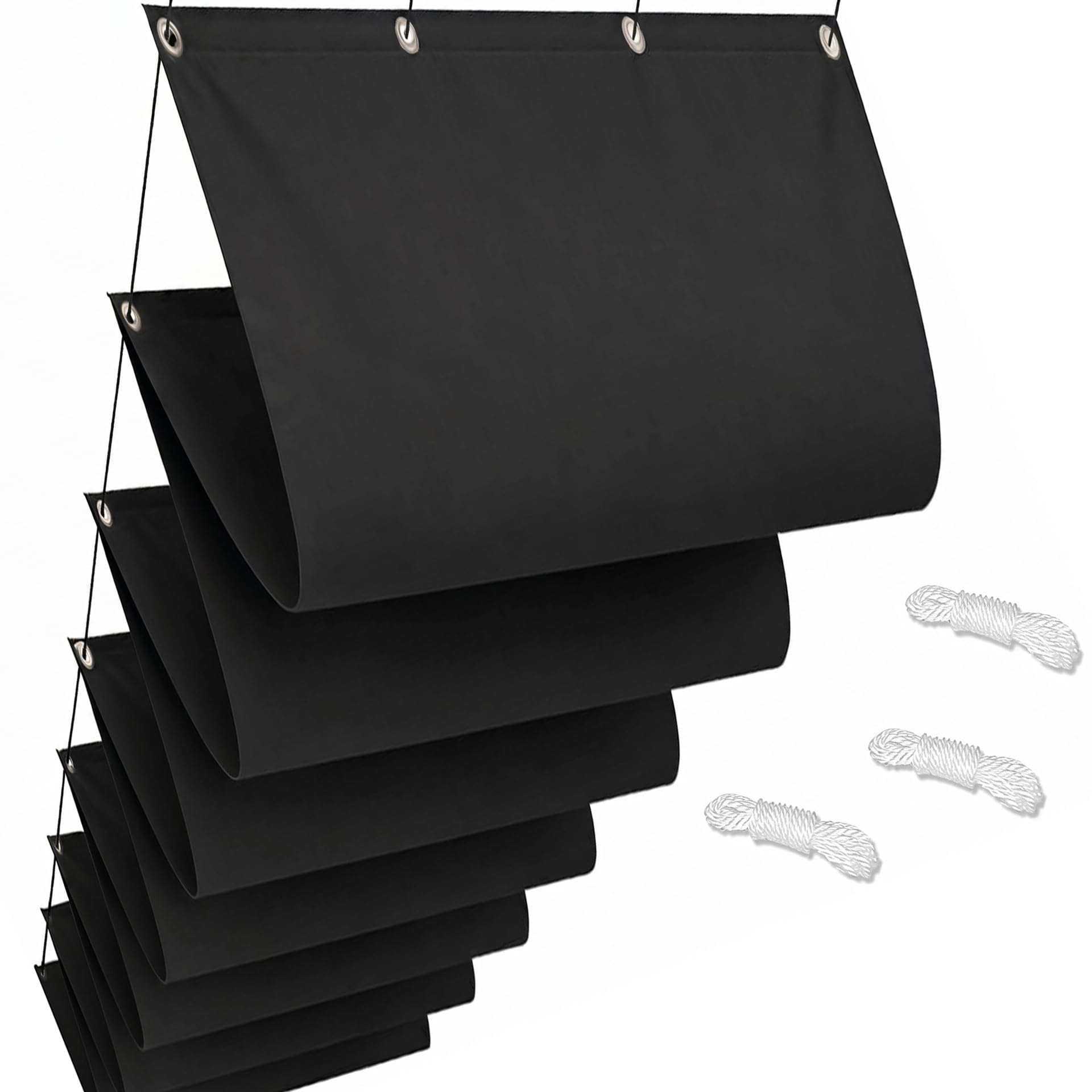 Vela Parasole Retrattile 245 x 430 cm Protezione Solare Resistente Modello Vela Ombreggiante Impermeabile con Fune e Occhiellato per Terrazza Patio, Nero