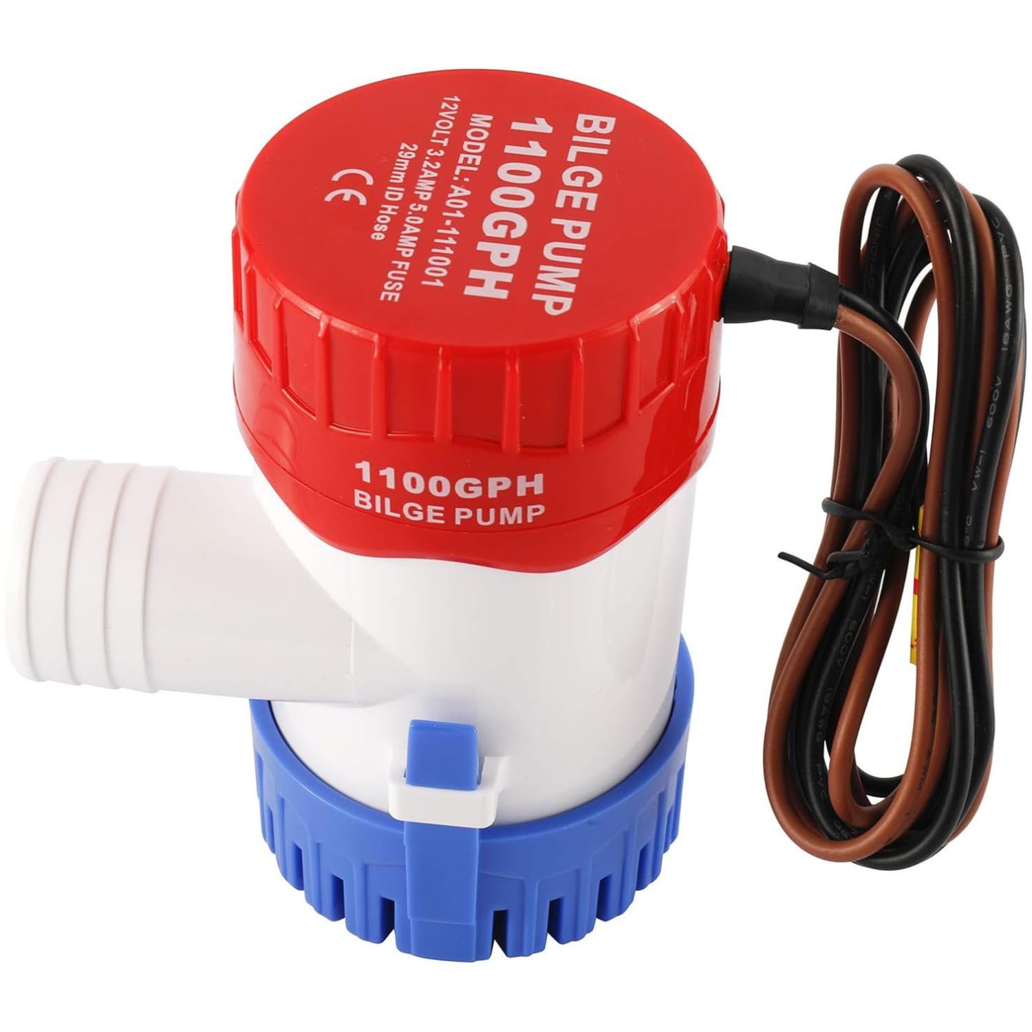 DCHOUSE Pompa di sentina elettrica 1100 GPH 12 V DC Pompa di sentina per barche sommergibile Pompa di acqua marina Pompa solare per piscine, barche da pesca e camper