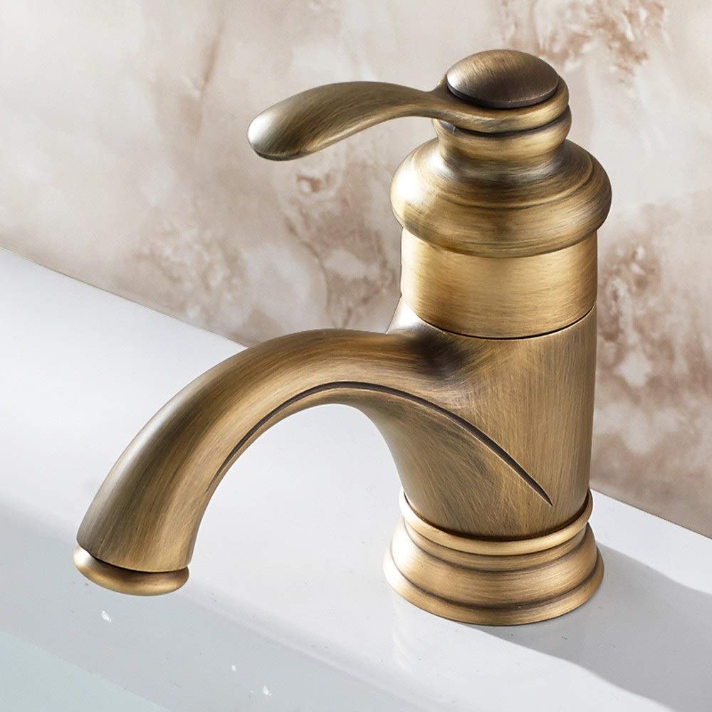 Antiguo Retro Baño Grifo Europeo Lavabo Caliente y frío Lavabo del baño Grifo mezclador Acabado de bronce Vintage Ollas Spray Dibujo Balcón Bar Aseo Manos de lavado Grifos de agua