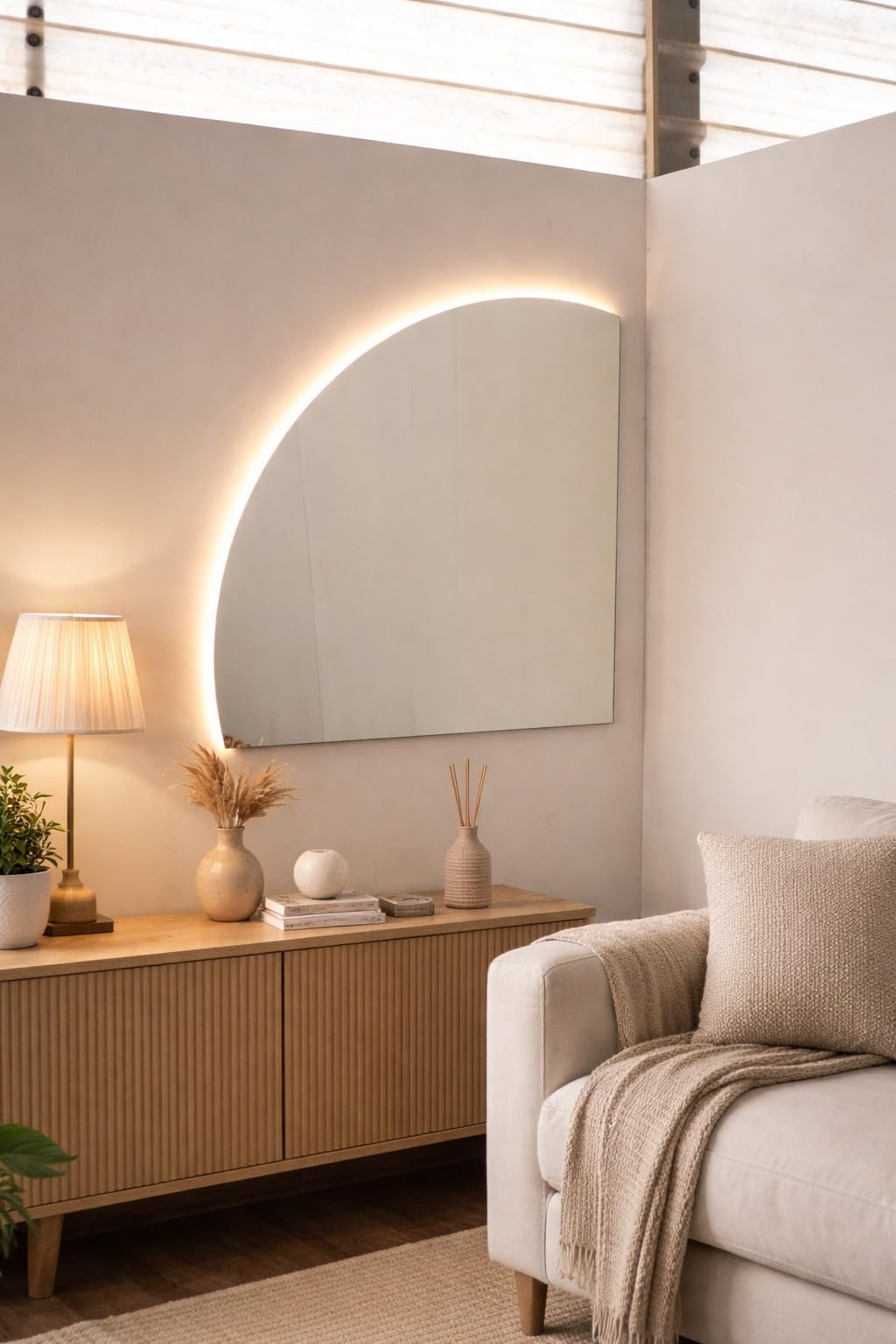 CustomGlass Espejo de Baño con iluminación Led Forma de Cuadrante Varias Medidas (Cuadrante 90x90 cm)