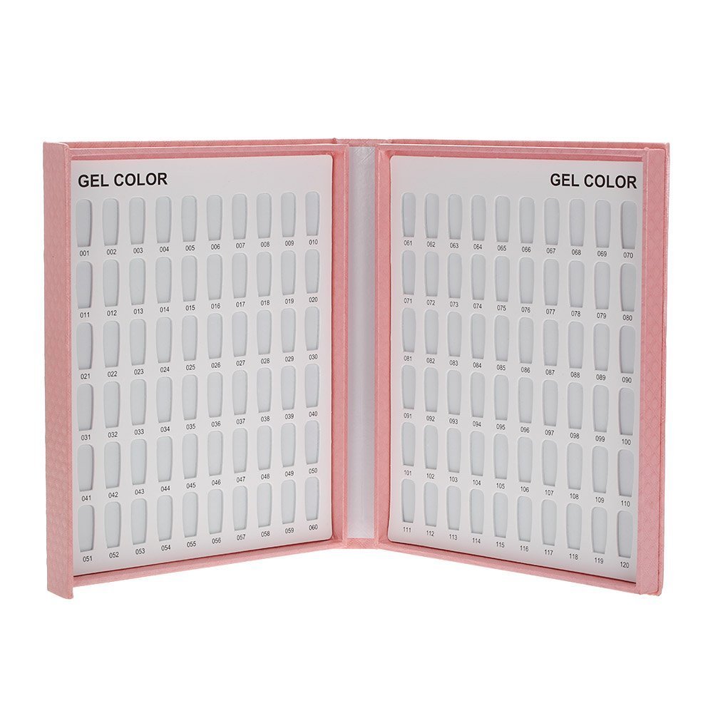 120 Colors Nail Gel Polish Display Chart Nail Polish Color Card with 120 Tips Pink
