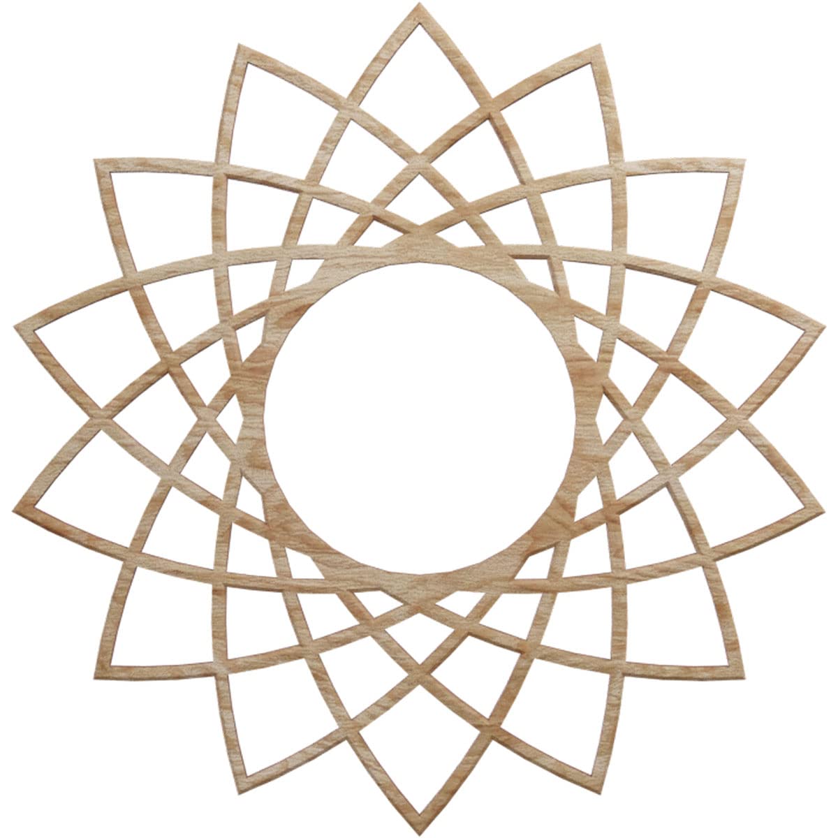 Ekena Millwork 16"OD x 6 1/8"ID x 1/4"T Eleanor Wood Fretwork Pierced Ceiling Medallion, Red Oak