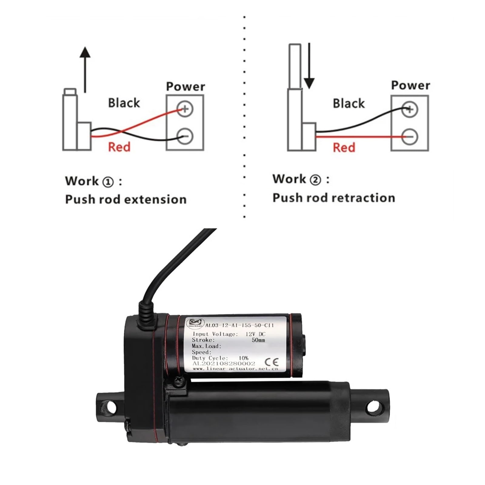 LIUCH Siłownik liniowy DC12V 100N, prędkość 90 mm/s, skok 50 mm, 100, 150, mini silnik, 12 V, małe urządzenia AGD do zdalnego sterowania samochodem i automatyką domową(100mm stroke)