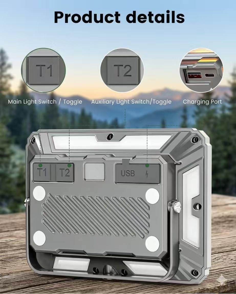 LED Camping Light Rechargeable, 5600mAh Portable Camping Lantern with 5 Lighting Modes, Magnetic Work Light, Compact Tent Light, USB Power Bank for Power Outages Emergencies, Outdoor Camping Hiking