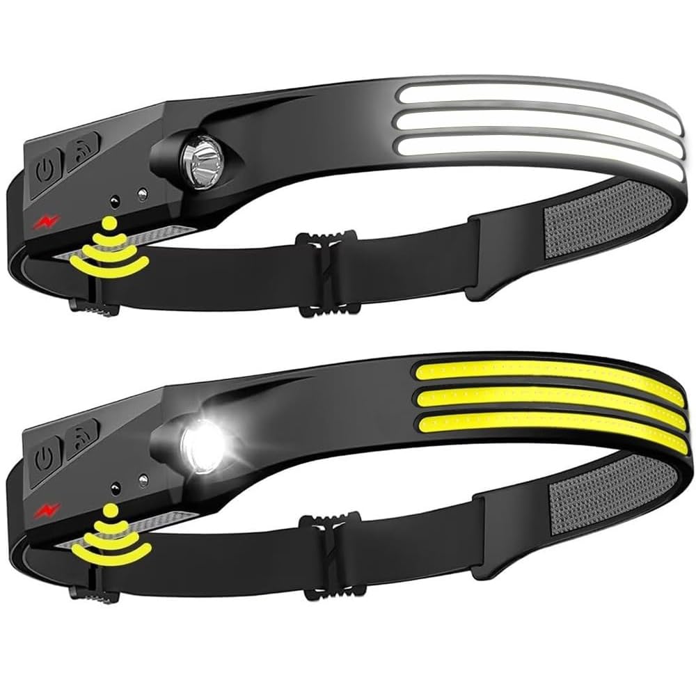 Dezanyc Black Headlamp Led Head Torch Headtorch Rechargeable Headlight Head Lights For Head Waterproof Head Lamps For Adults Rechargeable (3-Led)
