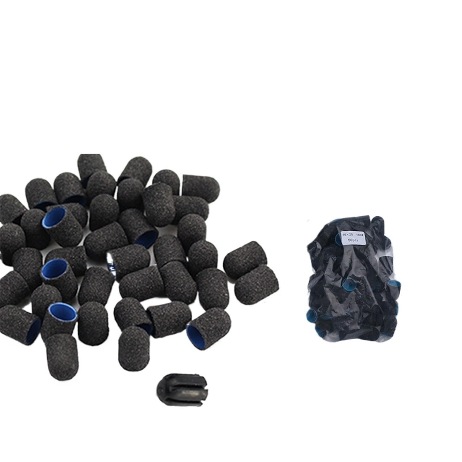 50 pezzi con mandrino pedicure manicure rimuovere la pelle morta lucidatura cura del piede pulire accessori for cuticole(16-25Black180)