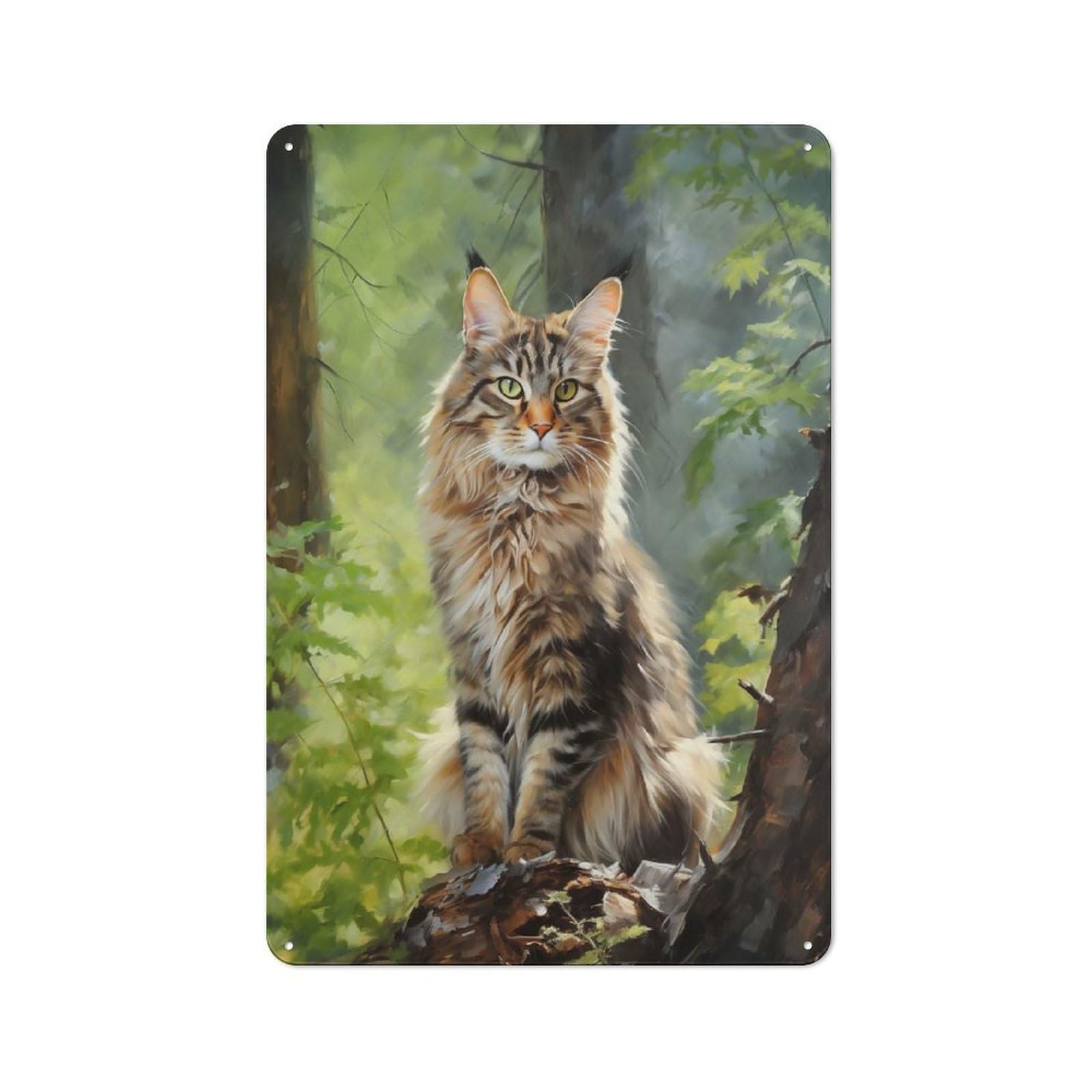 Junmoney Style-4 Metal Wall Plaque With Maine Coon Cat Design 30X20cm, Simple Retro Creative Space Decor For Office, Study, Studio Or Hallway