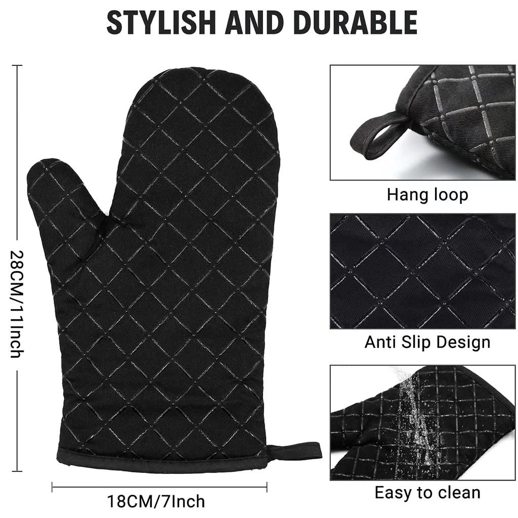 Gants de four en silicone résistants à la chaleur antidérapants épais pour la cuisine, la pâtisserie, le barbecue et le micro-ondes – Isolation haute température pour plus de sécurité