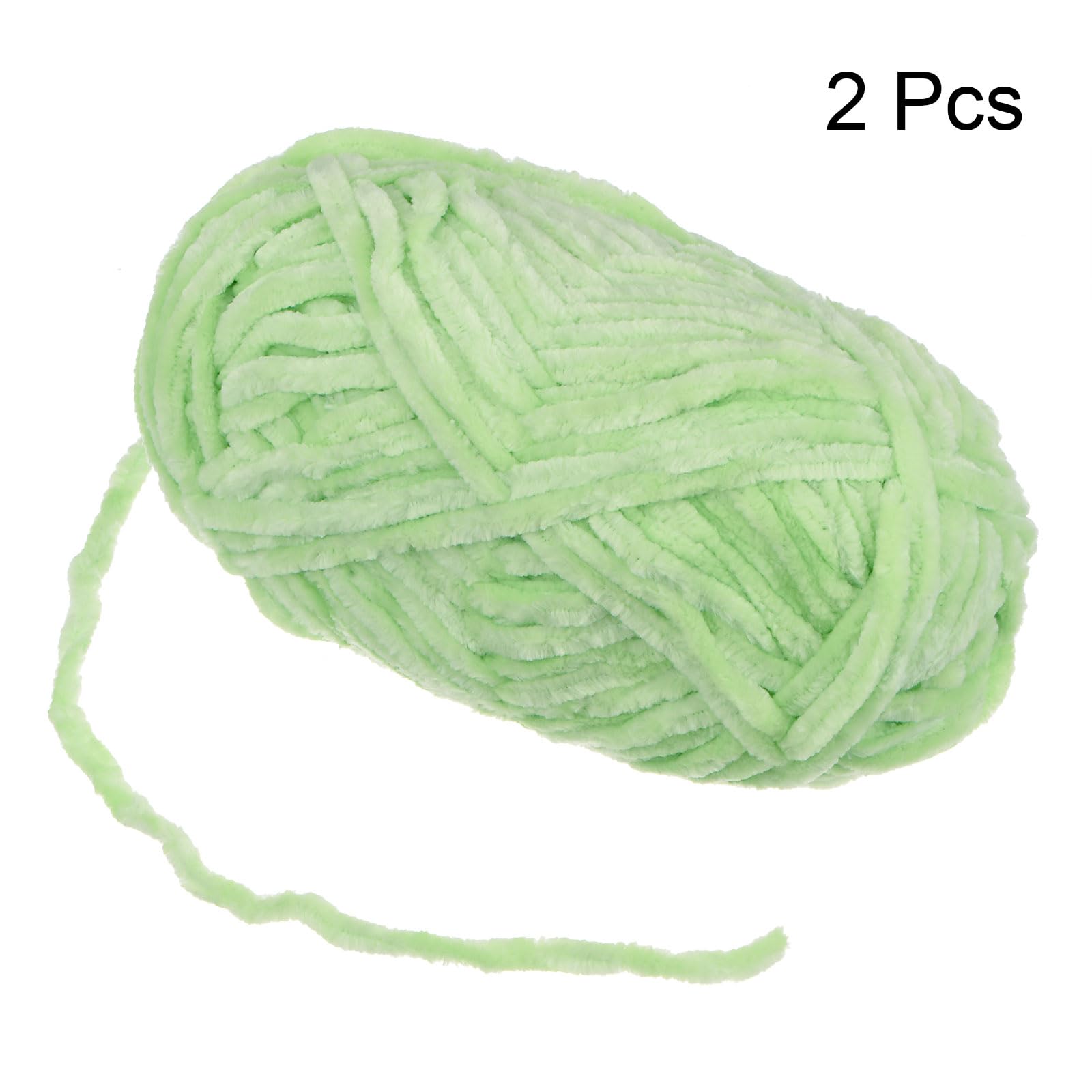 uxcell 2Skeins Velvet Chenille Yarn 2x100g/7.1oz 174 Yards Total Length #6 Super Bulky Polyester Soft Blanket for Knitting Weaving Bag Light Green - Image 3