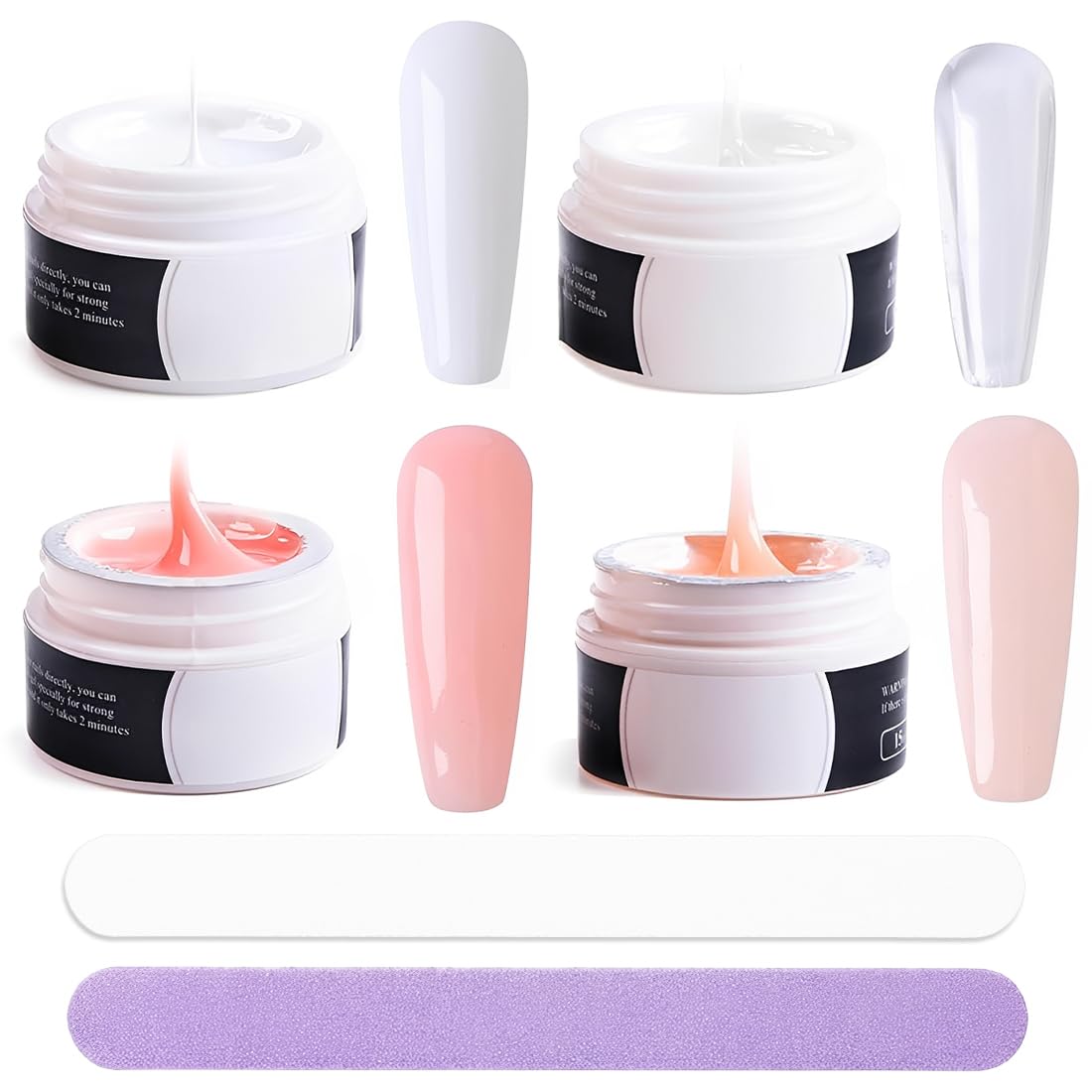 4 Pezzi Di Gel Costruttore Per Unghie,Fiber Materiale,Per Modellatura Delle Unghie,Nail Art Fai Da Te,Contiene Lime Per Unghie Eva