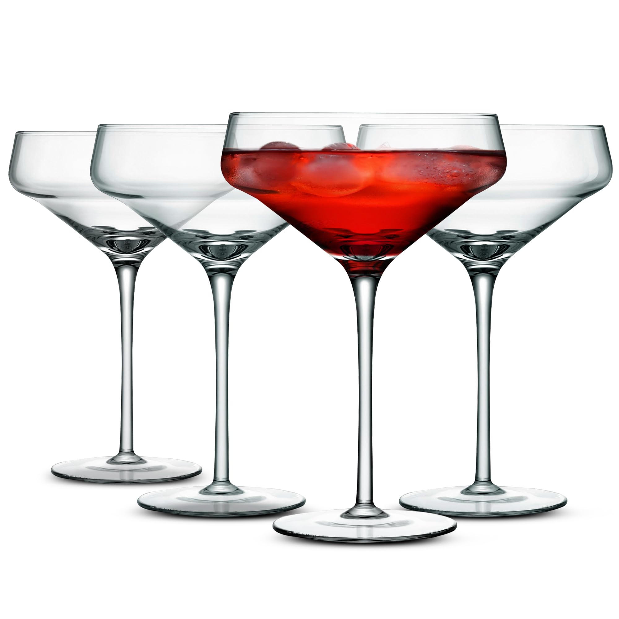 Sets aus kristallklarem Martini-Glas, ultraklar, elegantes, kristallklares Weinglas, Paar, spülmaschinenfest, ideal für Abendessen, Partys, Hochzeiten und elegante Anlässe, 12 cm maximaler Durchmesser