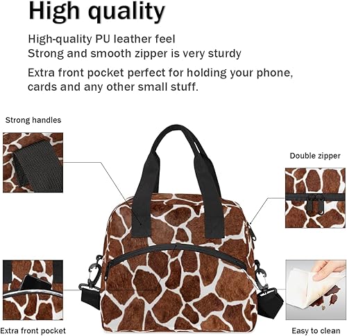 Miniatura 5 de KOBLEN Bolsa de almuerzo aislada con diseño de piel de jirafa animal para mujeres y hombres, lonchera reutilizable con correa ajustable