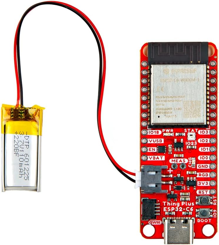 SparkFun Thing Plus - ESP32-C6, ESP32-C6 WROOM-1-N16 Module with Wireless Capabilities and a Single core Microprocessor, USB-C and SD, Dimensions: 2.55" x 0.9"