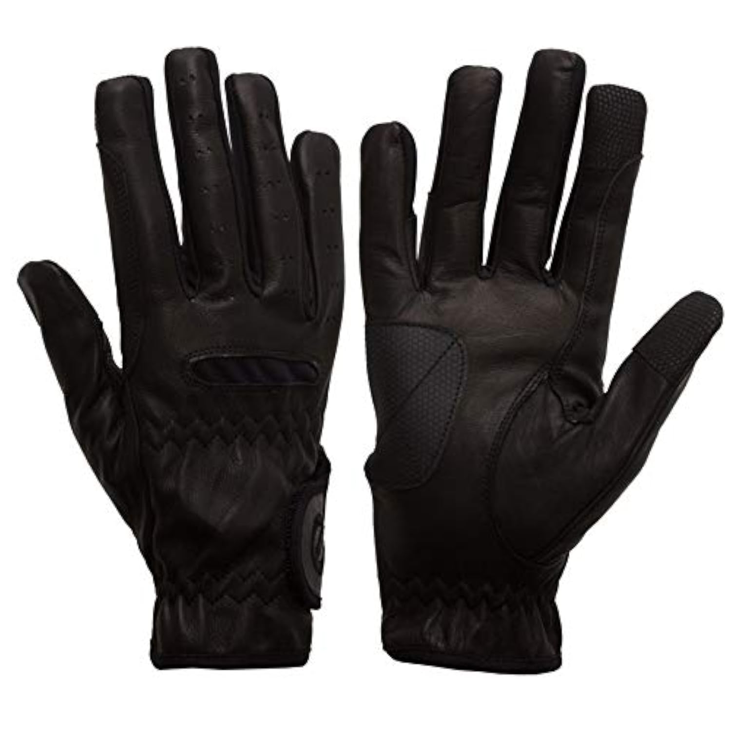 eGLOVE eQUEST GripPro Leather Touchscreen Horse Riding Gloves (Black, Large)