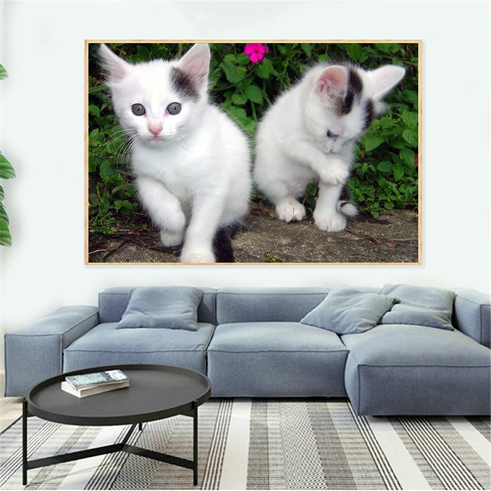 Broderie diamant chat kit complet anti-stress toile grand format 40x80cm