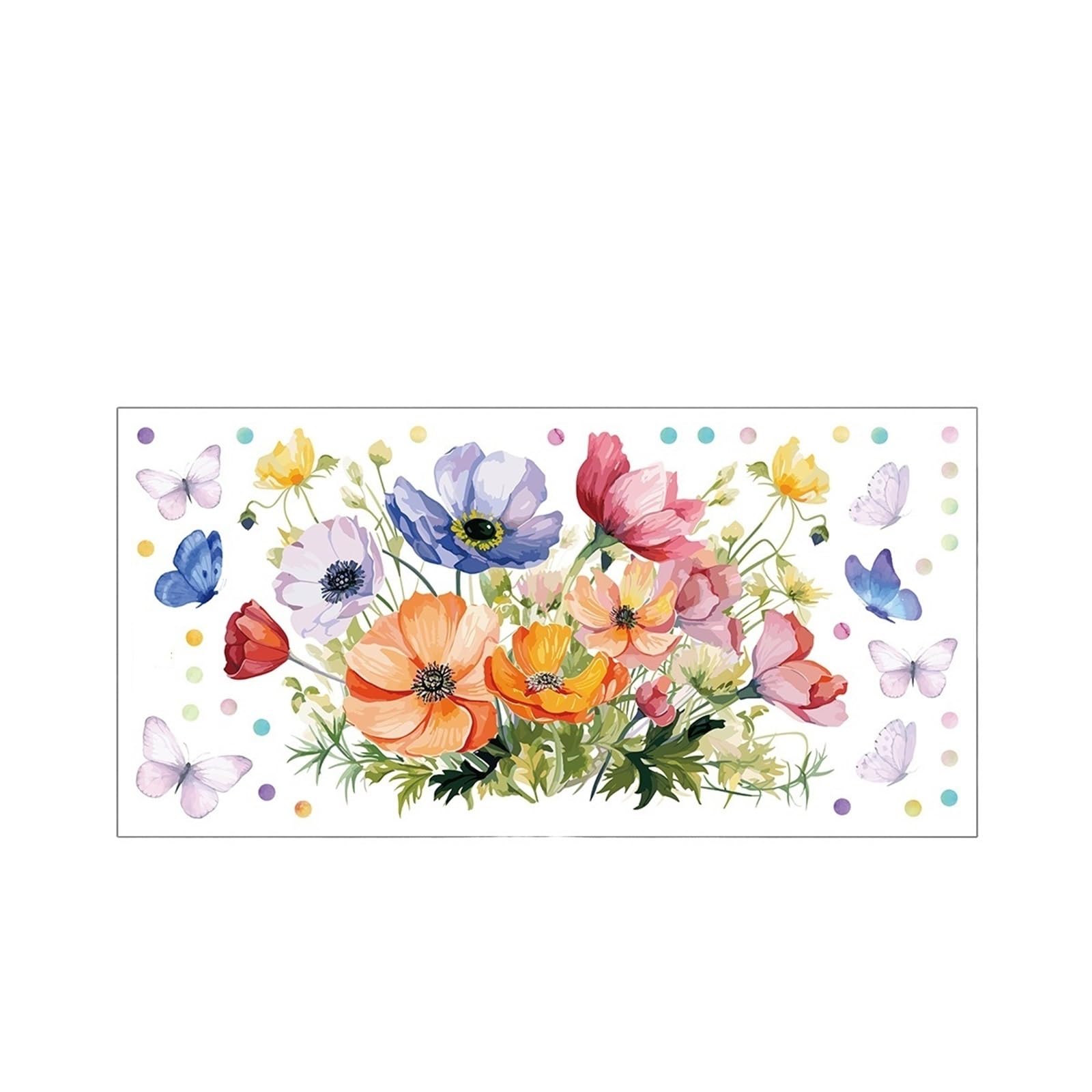 Wall Stickers Flowers Flower Wall Stickers Watercolor Colorful Butterfly Dot Plant Removable for Bedroom Living Room Decoration Decals