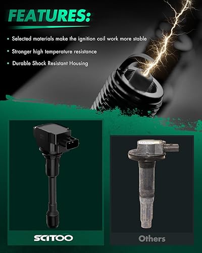 Miniatura 2 de SCITOO Bobinas de encendido Paquete de bobinas de iridio bujías para Nissan para Altima Cube Rogue Sentra Versa NV200 1.6L 1.8L 2.0L L4 UF-549 C1696
