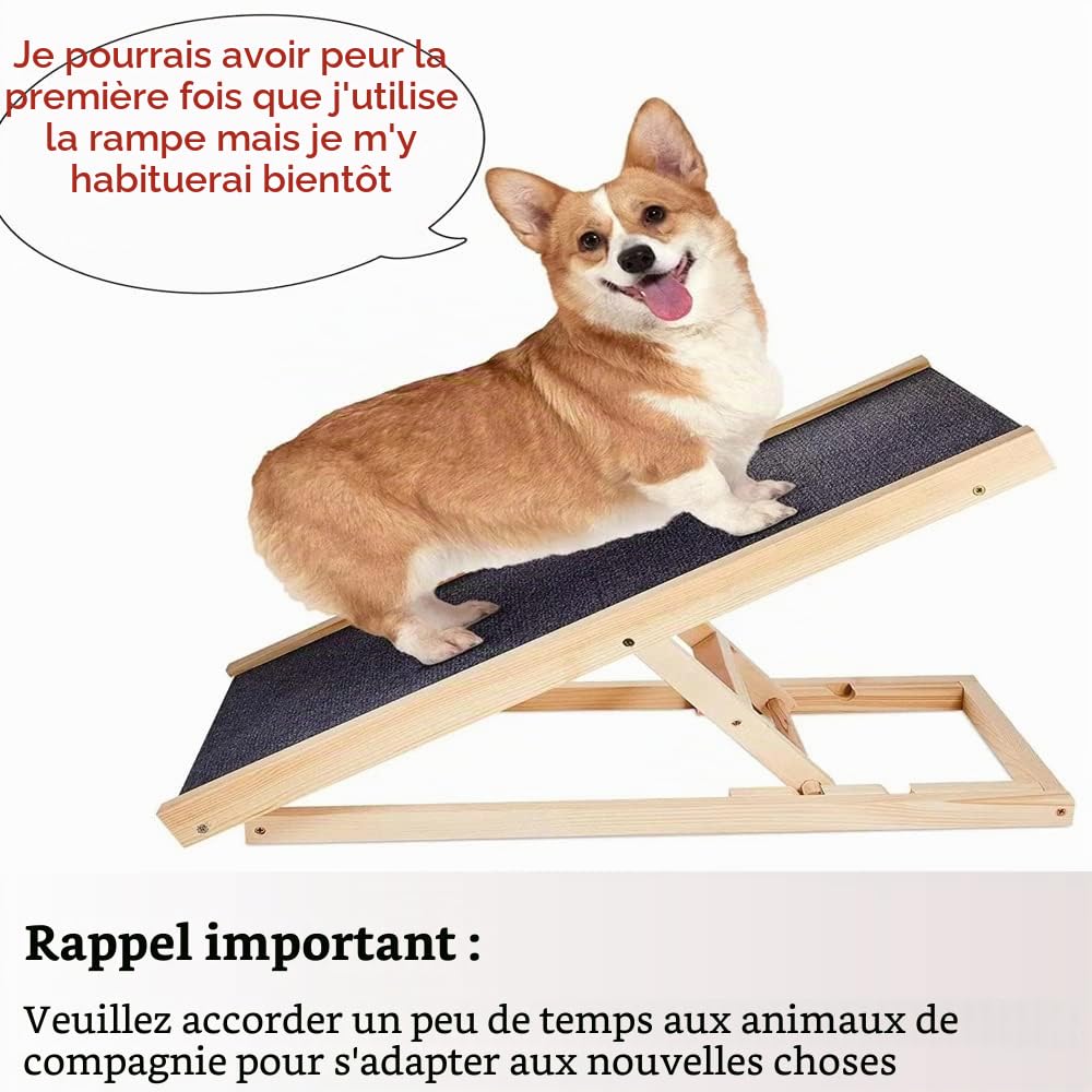 Bois Massif Rampe pour Animal Domestique - Échelle de Voiture - Échelle de sécurité pour Animaux domestiques - Rampe en Bois pour accès à la Surface de l'escalier - Échelle Multifonction pour Voiture