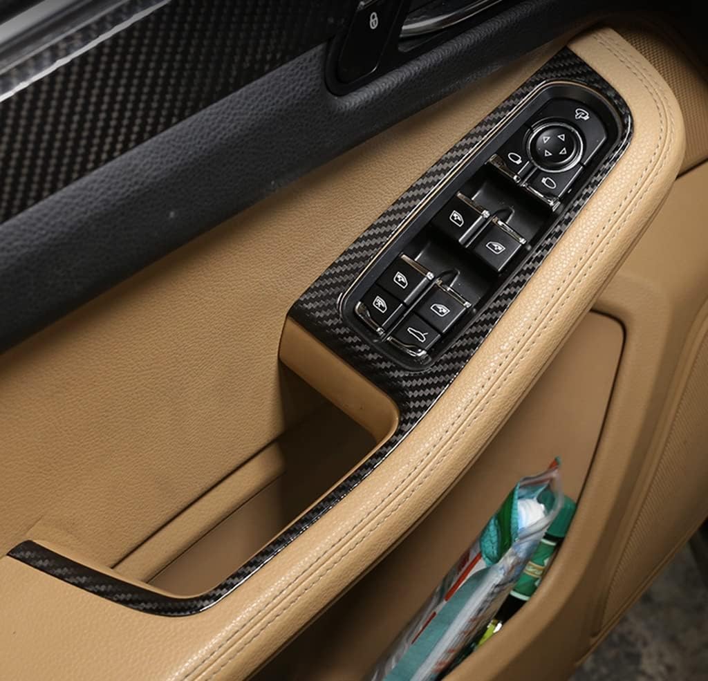 New Carbon Fiber Window Control Covers Compatible with Porsche Macan 2014-2022 (Black)