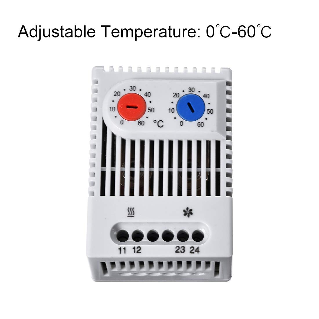 Termostato Meccanico Bimetallico 0-60°C Per Guida DIN 35mm – Interruttore Temperatura Per Ventilazione E Riscaldamento, IP20