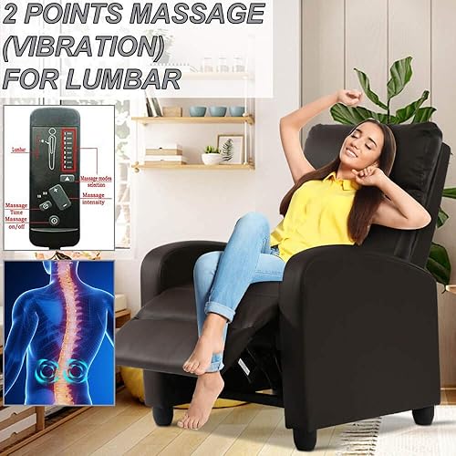 Miniatura 4 de Silla reclinable de cuero para sala de estar, silla reclinable de masaje, silla ergonómica de cine en casa, silla reclinable individual con respaldo