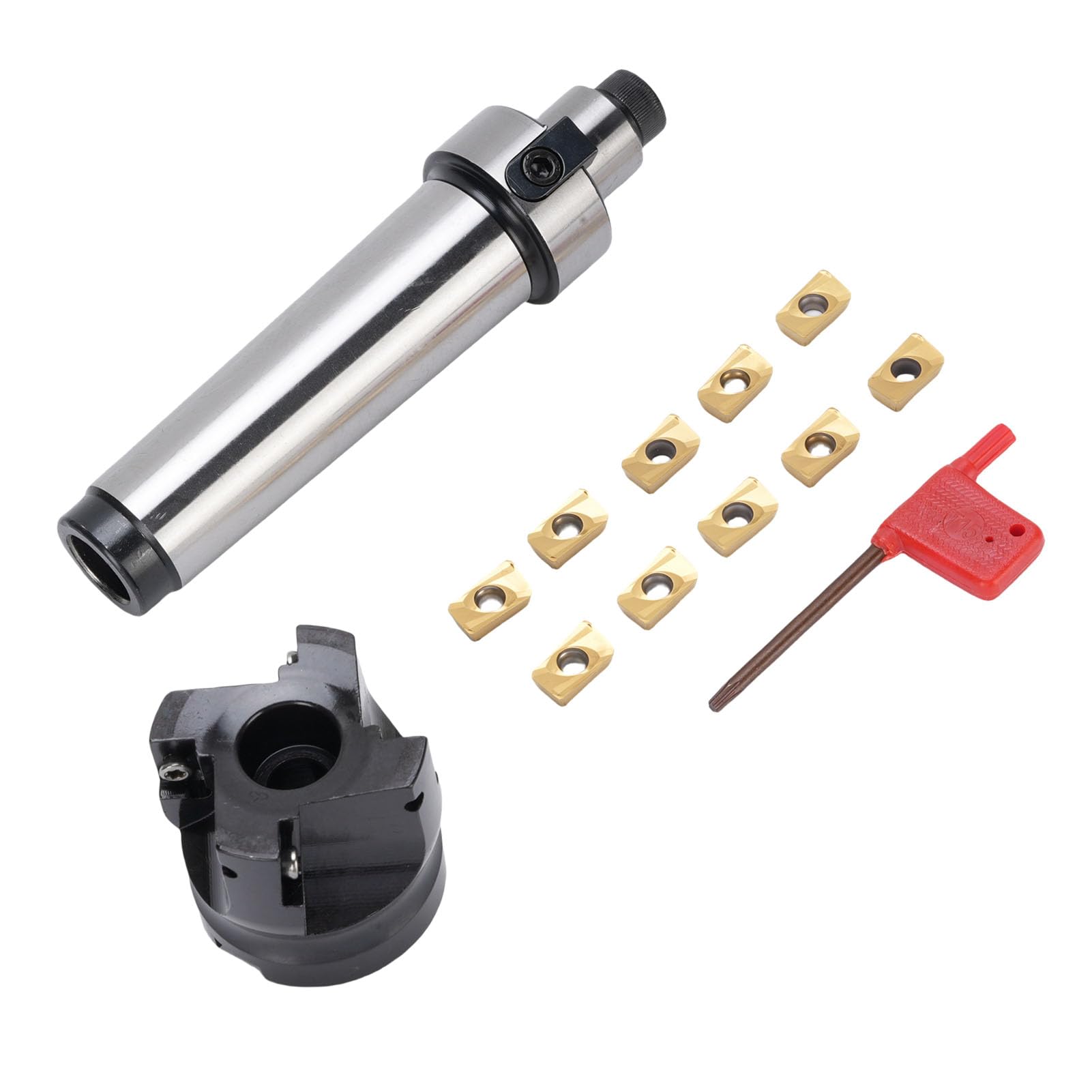 Fafeicy Jeu de Fraises en Bout Indexables 400R-50-22 avec Support MT4 FMB22 et 10 Inserts APMT1604 pour L'usinage CNC