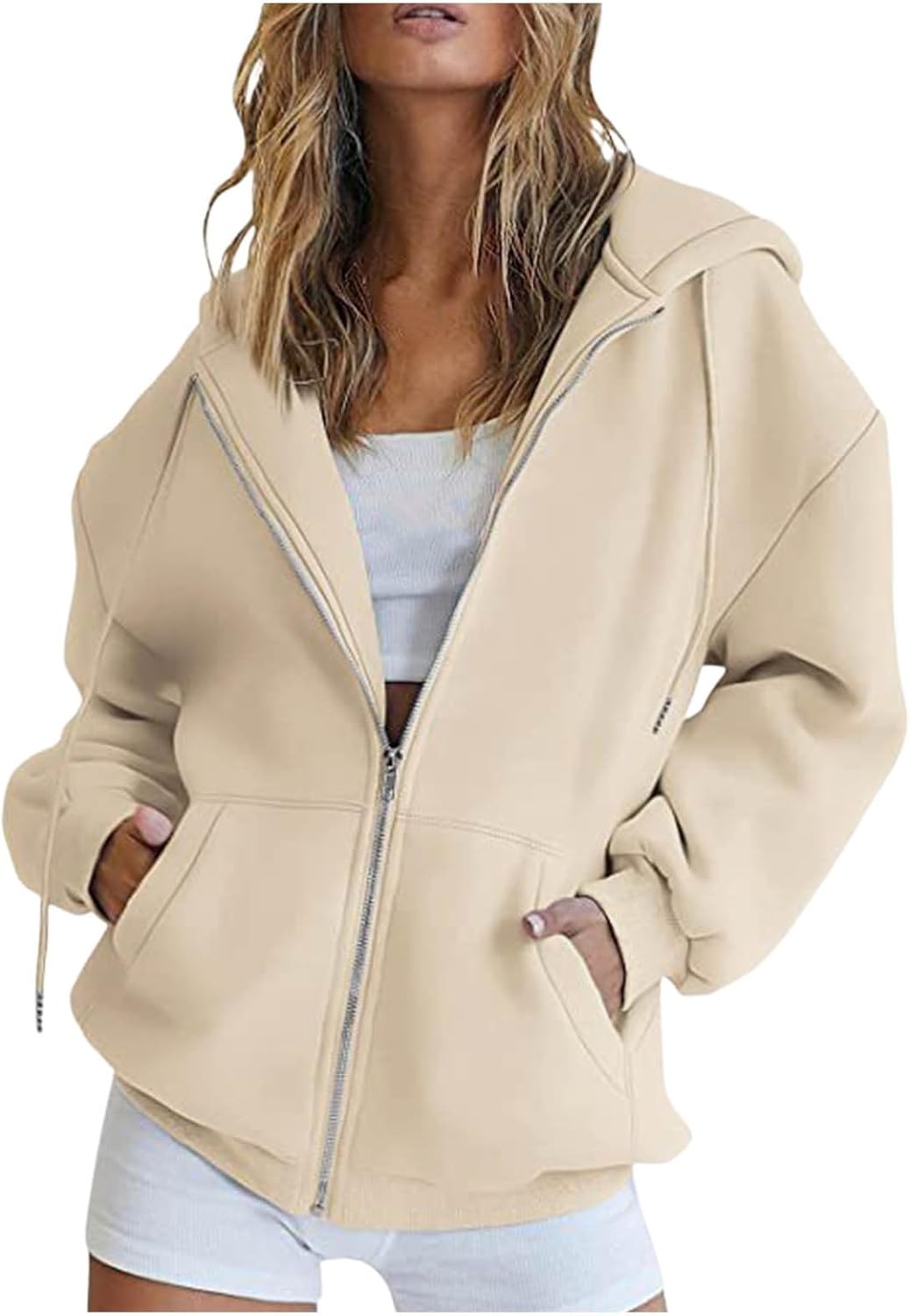 Zipper Hoodies for Women 2025 Trendy Long Sleeve Oversized Sweatshirts Workout Fall Winter Casual Y2K Hooded Jackets