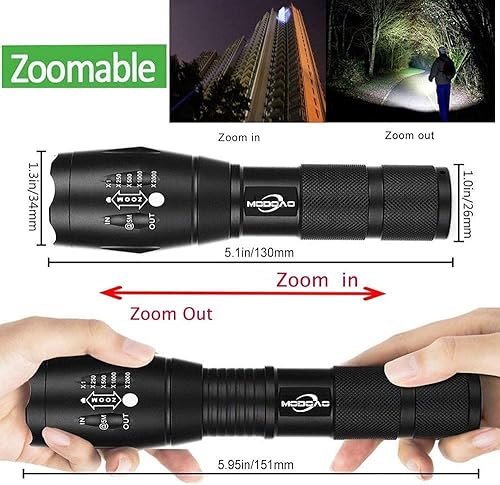 Miniatura 3 de Linternas tácticas paquete de 5 linternas de luz linterna LED más brillante con 5 modos de linterna impermeable ajustable para ciclismo camping