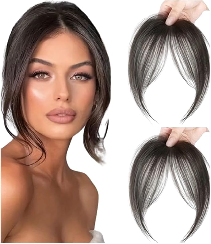 Bangs Hair Clip in Bangs Fringe with Temples Hairpieces for Women Hair Bangs Extension for Daily Wear (Brown black#)