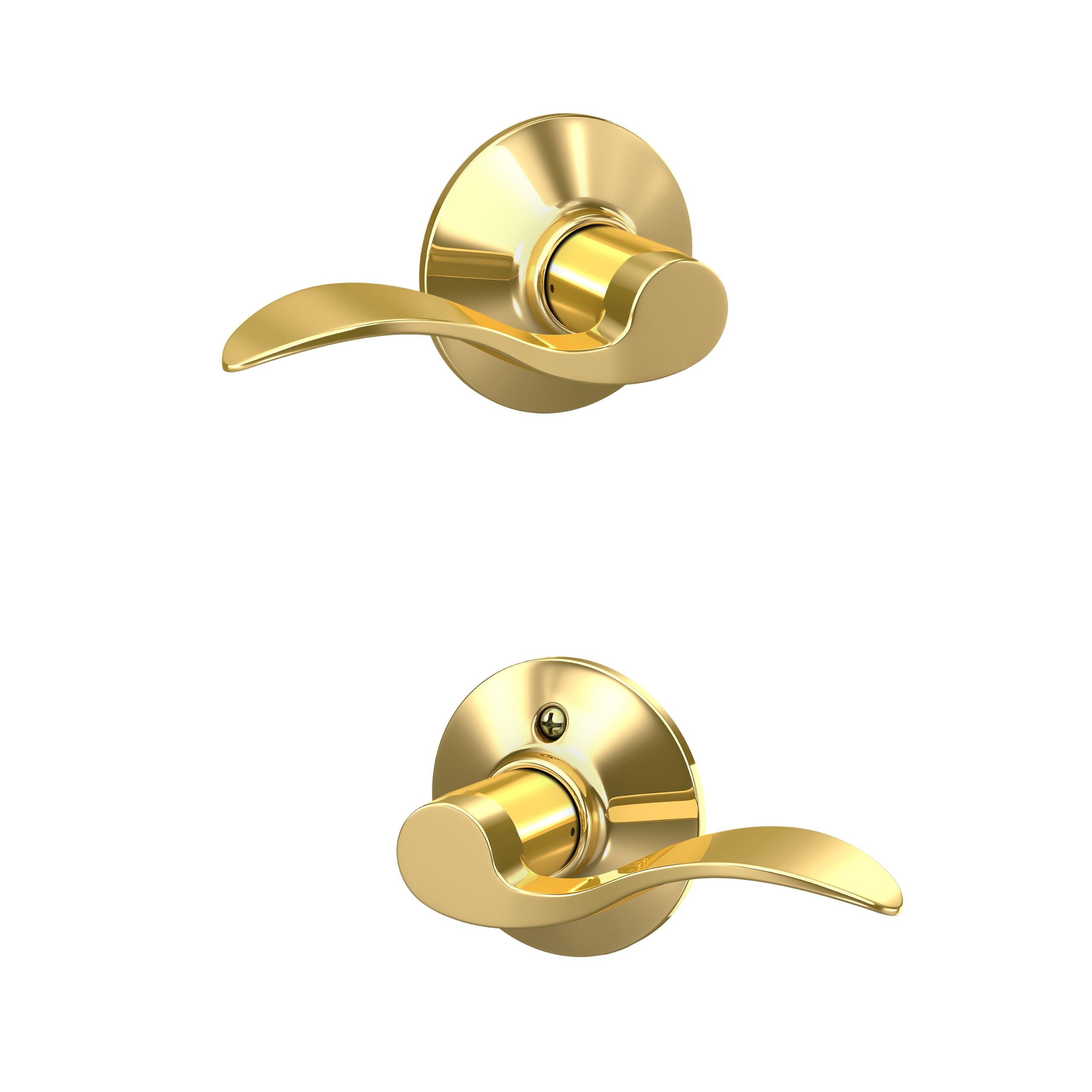 SCHLAGE F10VACC605 Accent Door Lever Hall & Closet Passage Handle, Bright Brass, 1 Pack