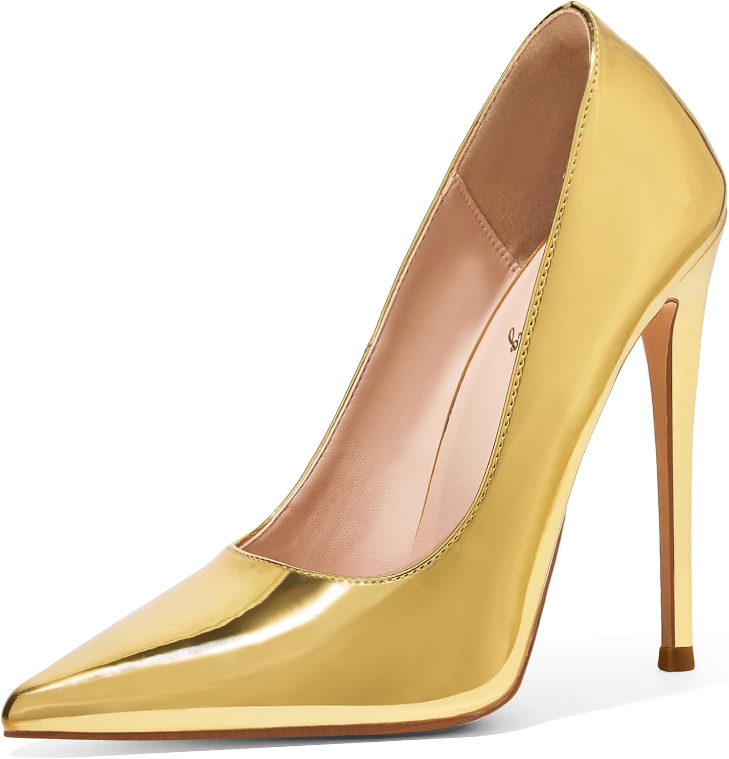 Elisabet Tang Women Pumps 12cm/4.7 Inch Stiletto Heels Pumps Pointed Toe Patent Leather Slip On High Heel Evening Party Dress Shoes