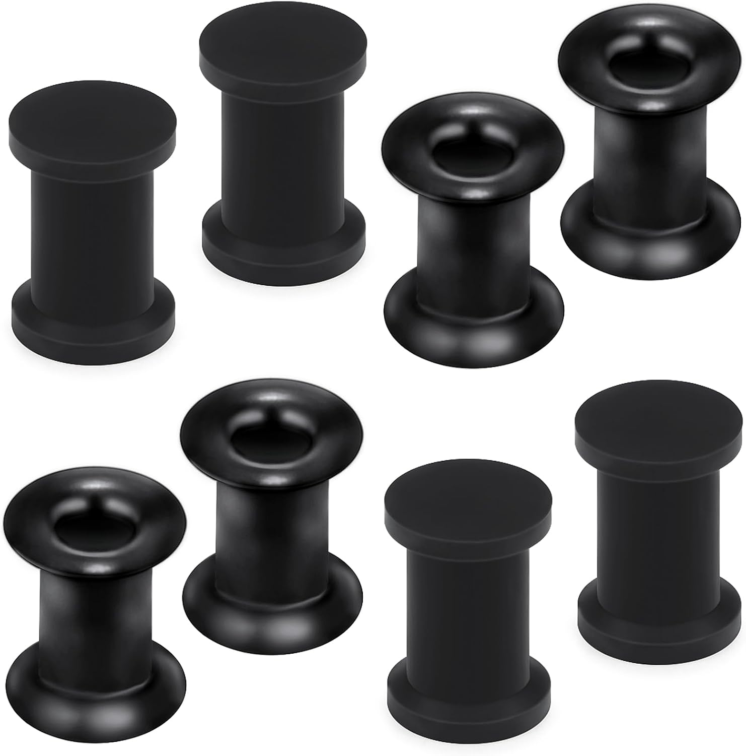 8G-25mm Acrylic and Silicone Black Gauges Tunnels Plugs for Ears Double Flare Gauge Stretching Kit Ear Expander Piercing Jewelry for Women Men