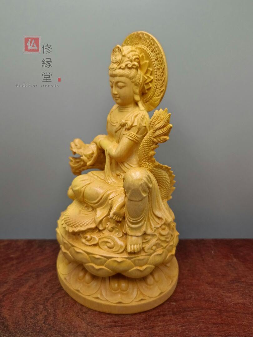 【修縁堂】仏像 精密細工　極上品　仏教工芸　木彫仏像 御龍観音 古美術品 修縁堂】仏像 精密細工 極上品 仏教工芸 木彫仏像 御龍観音 古