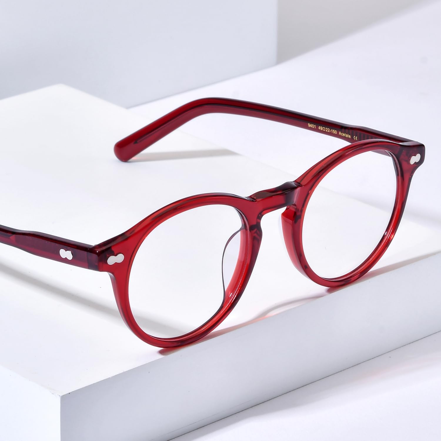 HEPIDEM Acetate Vintage Glasses Frame, Classic Round Spectacles for Men and Women, 9401 - Image 4