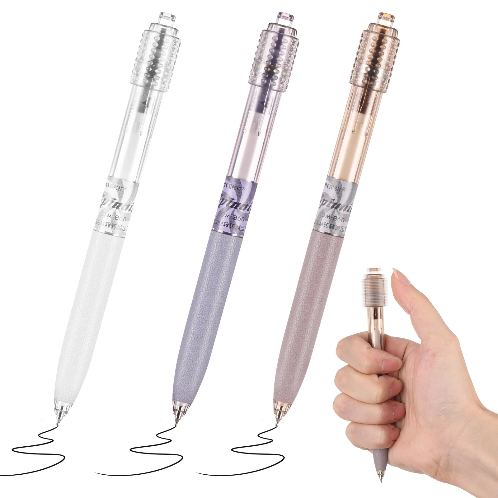 Spinner Top Design Gel Pens 3pcs 5mm Retractable Fine