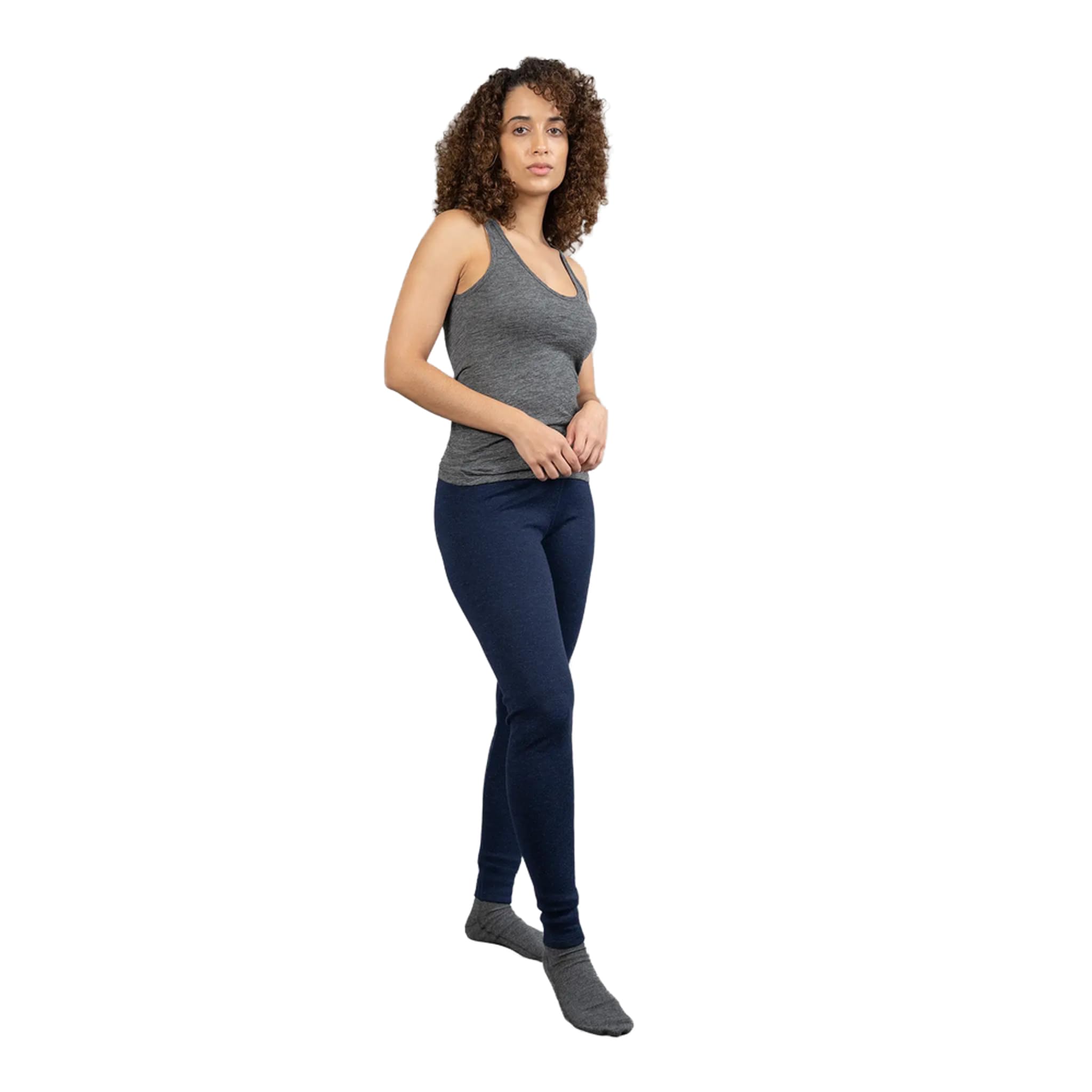 Arms of Andes Women's Alpaca Wool Leggings: 300 Lightweight Navy Blue L