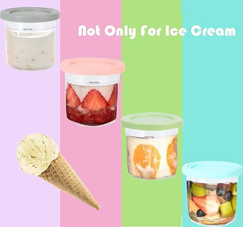 Miniatura 9 de Recipientes de helado de repuesto para pintas y tapas de crema ninja, 16 onzas, compatibles con NC300 NC301 NC299AMZ sin BPA, aptos para