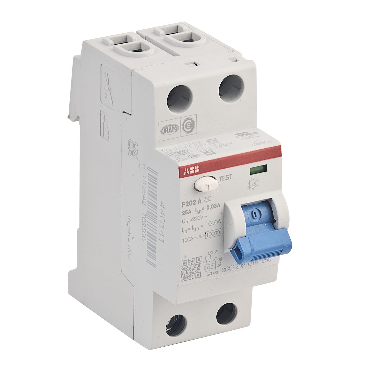 Sicherungskasten IP65 für Garten, Camping, Wohnmobil und Boote mit ABB FI-Schutzschalter 25A 30mA und Sicherungsautomat B10A 2-polig