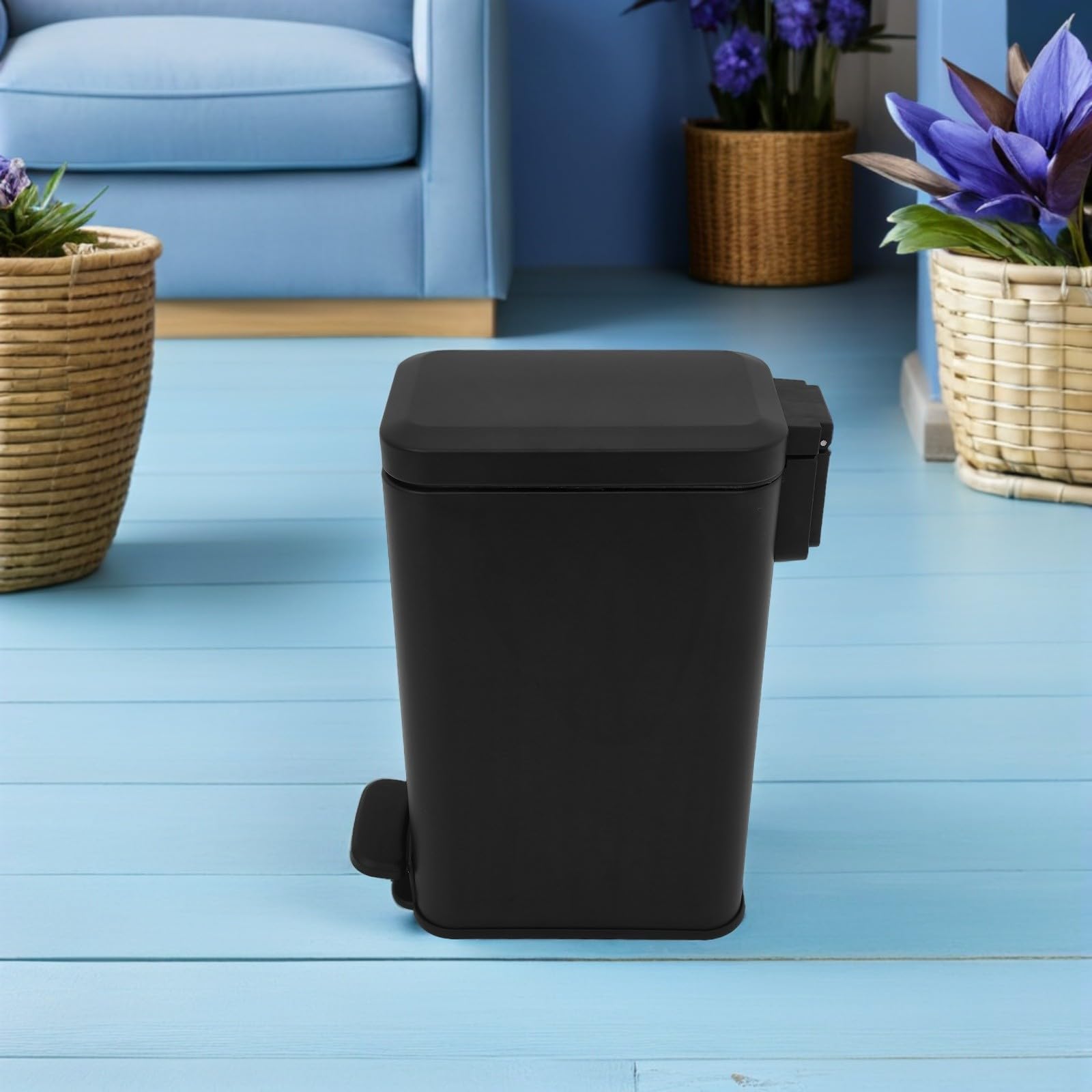 Papelera Metálica con Pedal y Tapa Cierre Eficaz Cubo de Basura de Acero Inoxidable Diseño Delgado para Oficina y Hogar Cubo Basura Multifuncional para Espacios Reducidos