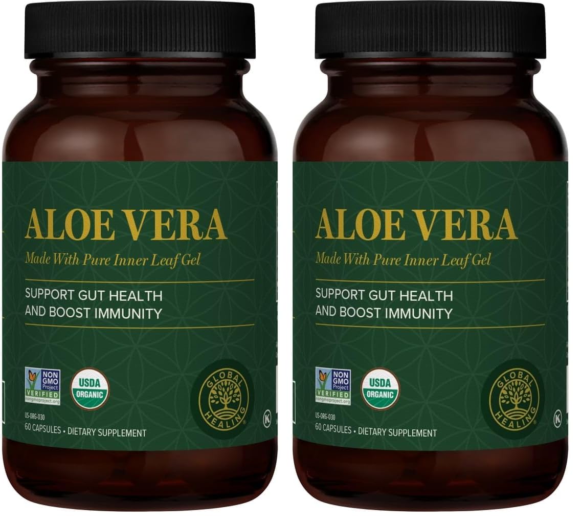 Global Healing Aloe Vera Bio-Active Organic Leaf Supplement - Pack of 2