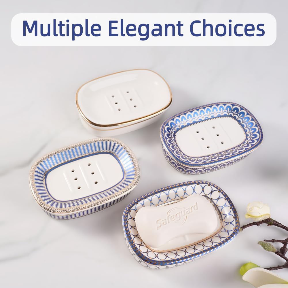 Porte-savon Céramique Blanc Effet Marbre - Égouttoir élégant Pour Salle De Bain