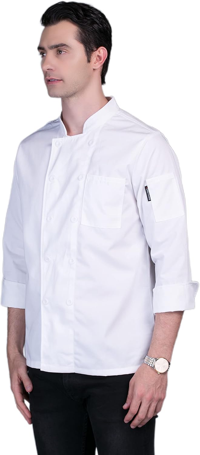 Custom Chef Coat Men's Long Sleeve Classic Chef Jacket Hotel Kitchen Restaurant Chef Uniform with Double Breasted