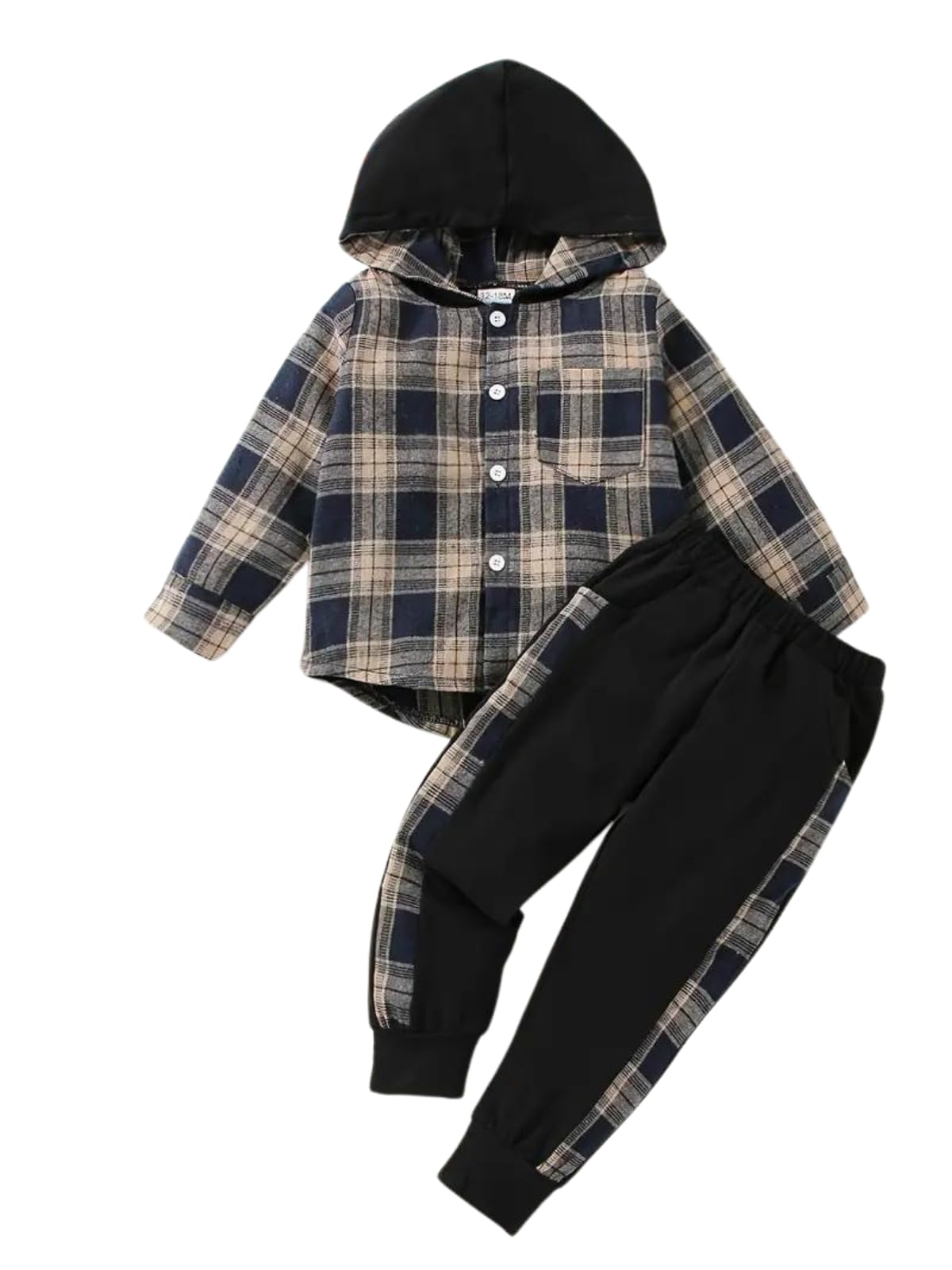 Size 2-3T Toddler Baby Boy Clothes Plaid Long Sleeve Hoodie Sweatshirt + Pants 2pcs Boys Outfit Set
