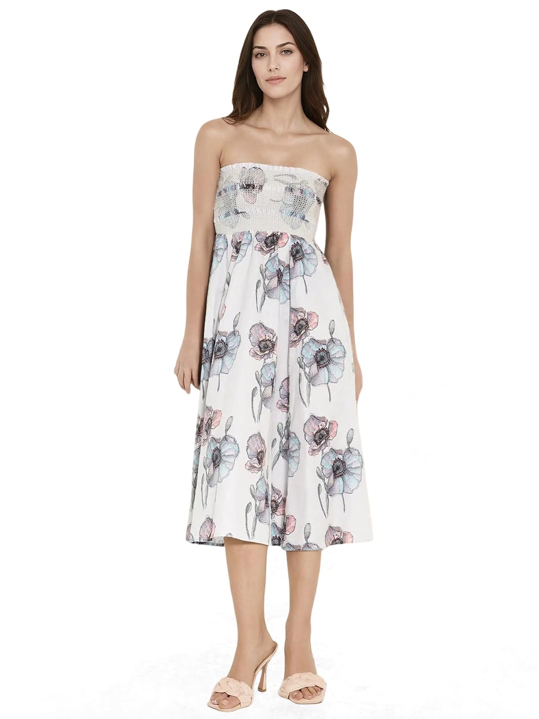 rareism FIT and Flare Floral Print MIDI Dress-picture-23